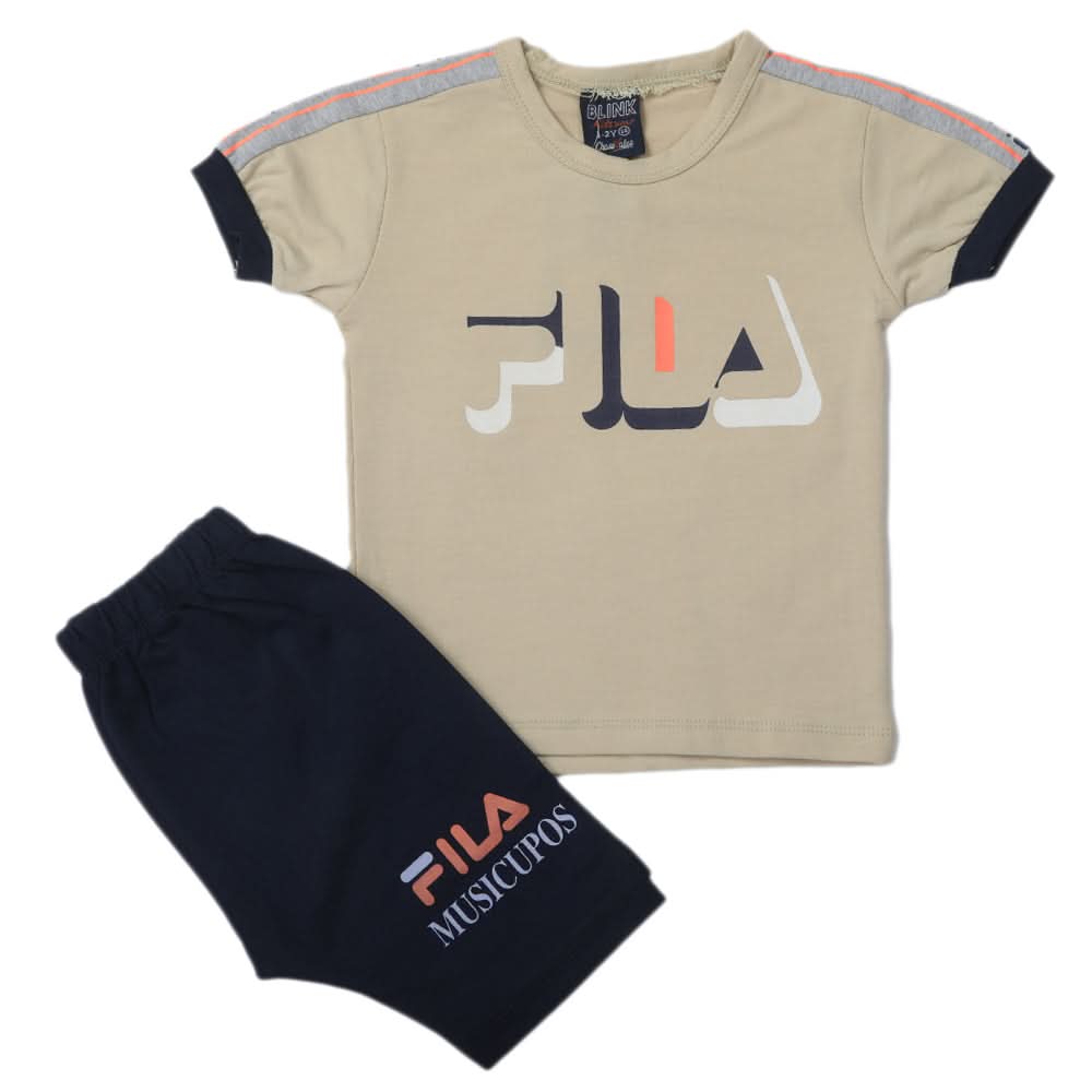 Boys Half Sleeves Short Suit - Beige, Kids, Boys Sets And Suits, Chase Value, Chase Value
