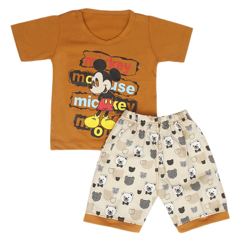Boys Half Sleeves Short Suit - Brown, Kids, Boys Sets And Suits, Chase Value, Chase Value