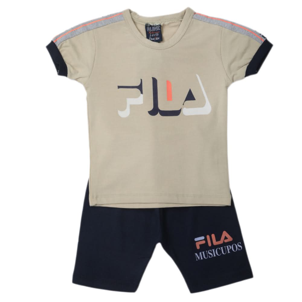 Boys Half Sleeves Short Suit - Beige, Kids, Boys Sets And Suits, Chase Value, Chase Value