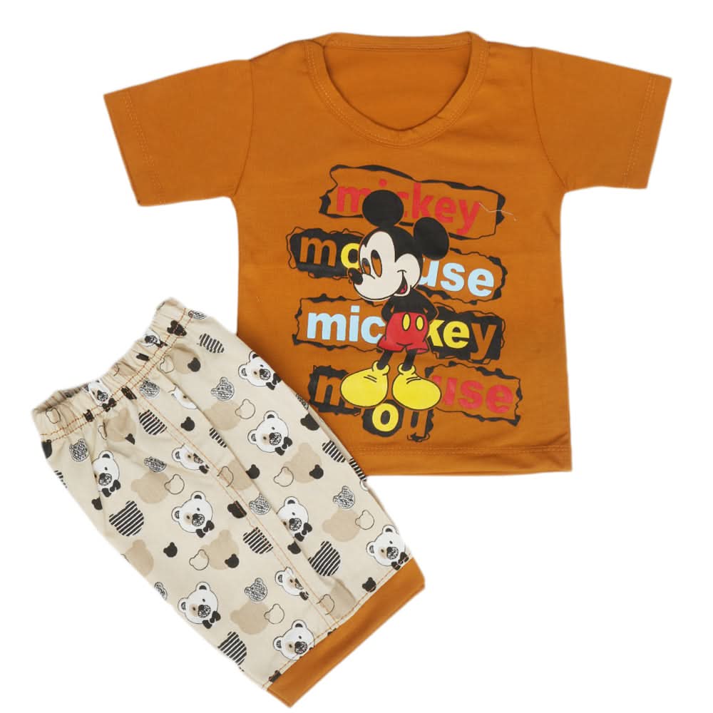Boys Half Sleeves Short Suit - Brown, Kids, Boys Sets And Suits, Chase Value, Chase Value