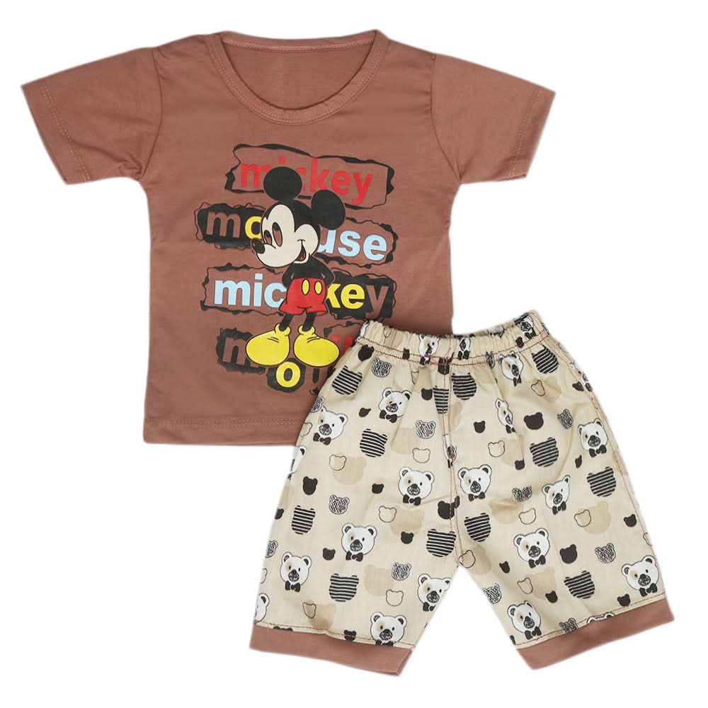 Boys Half Sleeves Short Suit - Dark Brown, Kids, Boys Sets And Suits, Chase Value, Chase Value