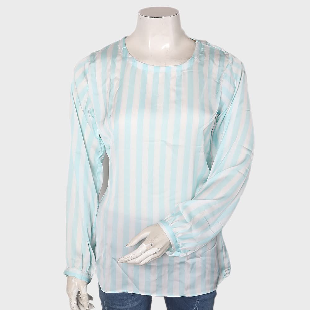 Women's Printed Top With Belt - Cyan, Women, T-Shirts And Tops, Chase Value, Chase Value