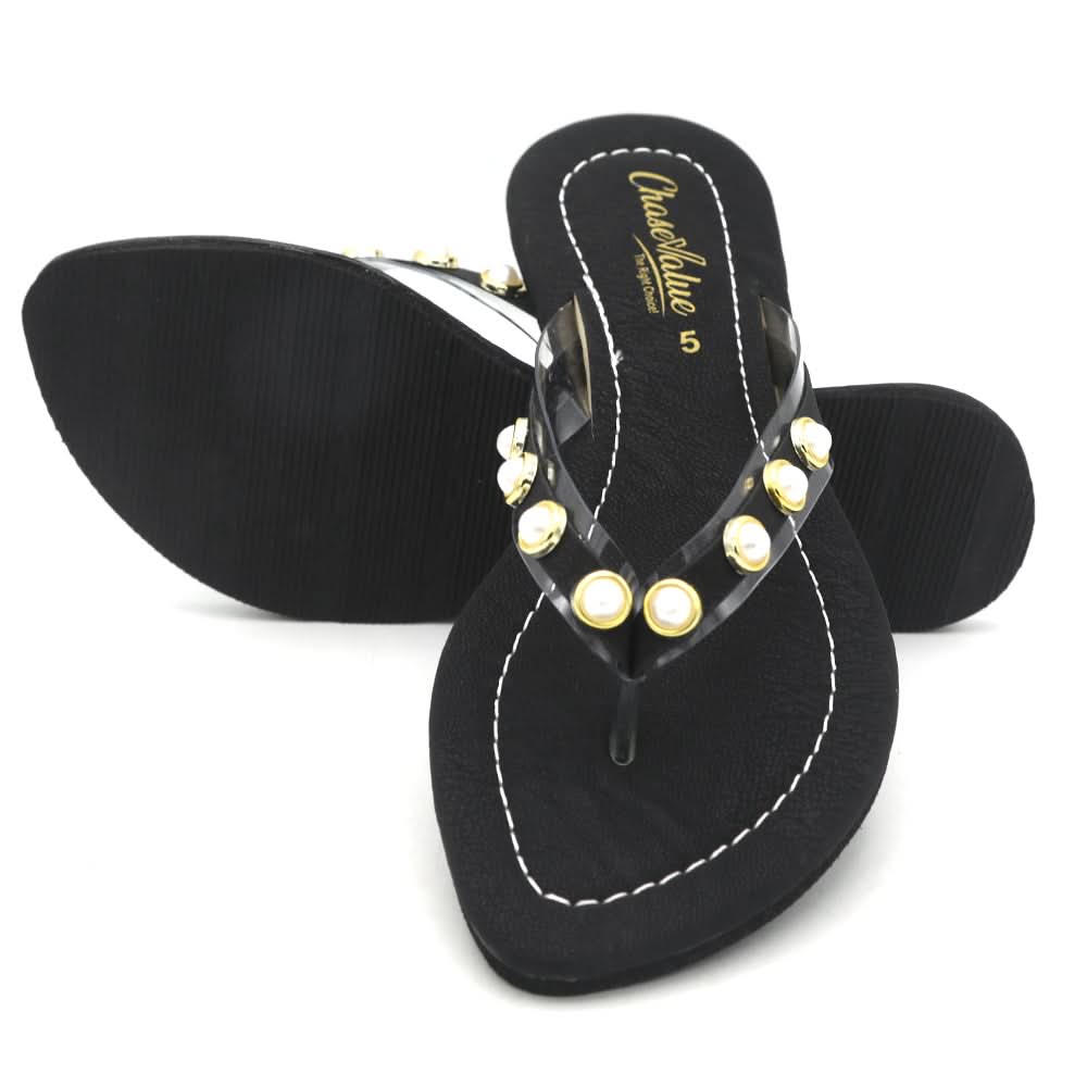 Girls Slippers J-527-A - Black, Kids, Girls Slippers, Chase Value, Chase Value
