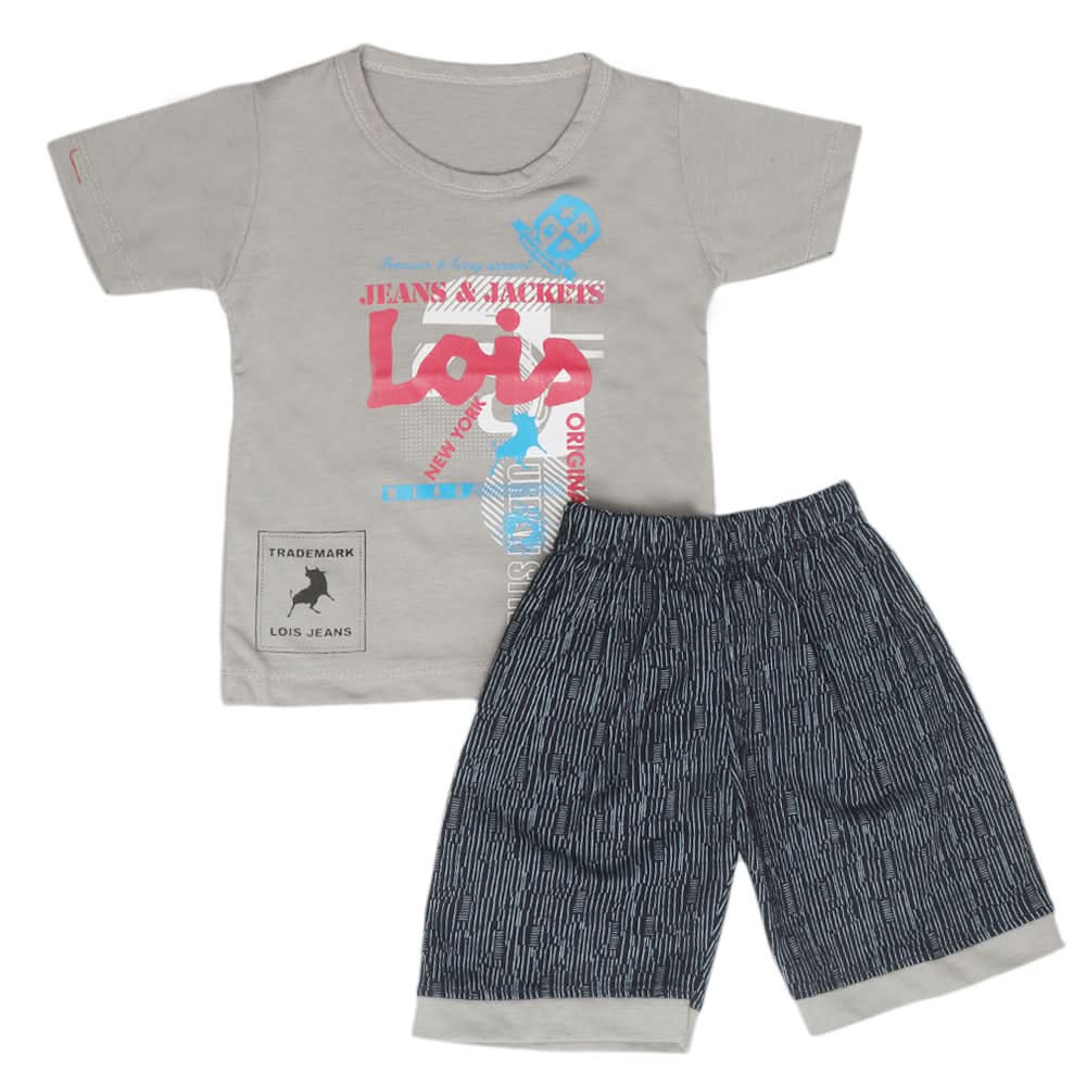 Boys Half Sleeves Short Suit - Grey, Kids, Boys Sets And Suits, Chase Value, Chase Value