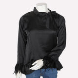 Women's Silk Top With Lace Sleeve - Black, Women, T-Shirts And Tops, Chase Value, Chase Value