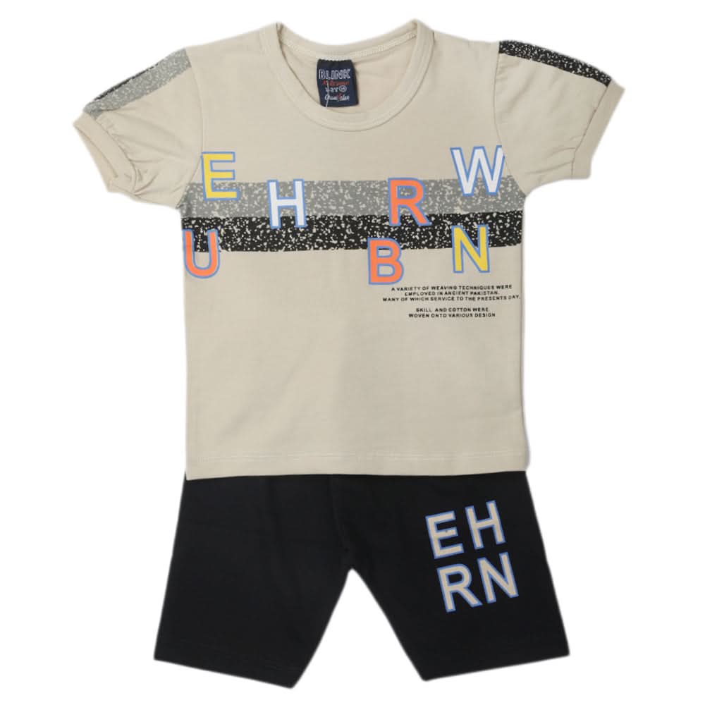 Boys Half Sleeves Short Suit - Beige, Kids, Boys Sets And Suits, Chase Value, Chase Value