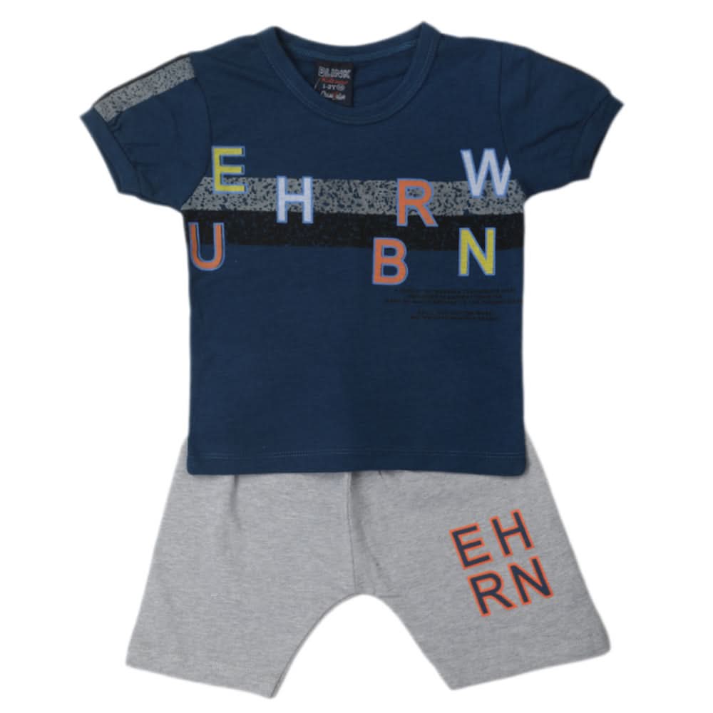 Boys Half Sleeves Short Suit - Steel Green, Kids, Boys Sets And Suits, Chase Value, Chase Value