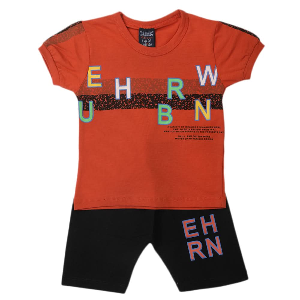 Boys Half Sleeves Short Suit - Rust, Kids, Boys Sets And Suits, Chase Value, Chase Value