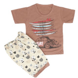 Boys Half Sleeves Short Suit - Dark Brown, Kids, Boys Sets And Suits, Chase Value, Chase Value