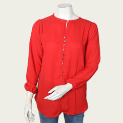 Women's Western Top With Front Button - Red, Women, T-Shirts And Tops, Chase Value, Chase Value