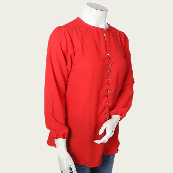 Women's Western Top With Front Button - Red, Women, T-Shirts And Tops, Chase Value, Chase Value
