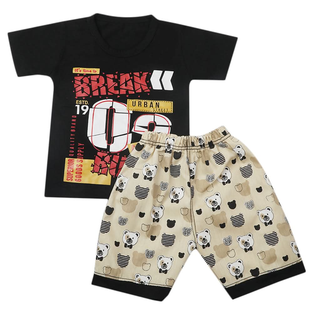 Boys Half Sleeves Short Suit - Black, Kids, Boys Sets And Suits, Chase Value, Chase Value