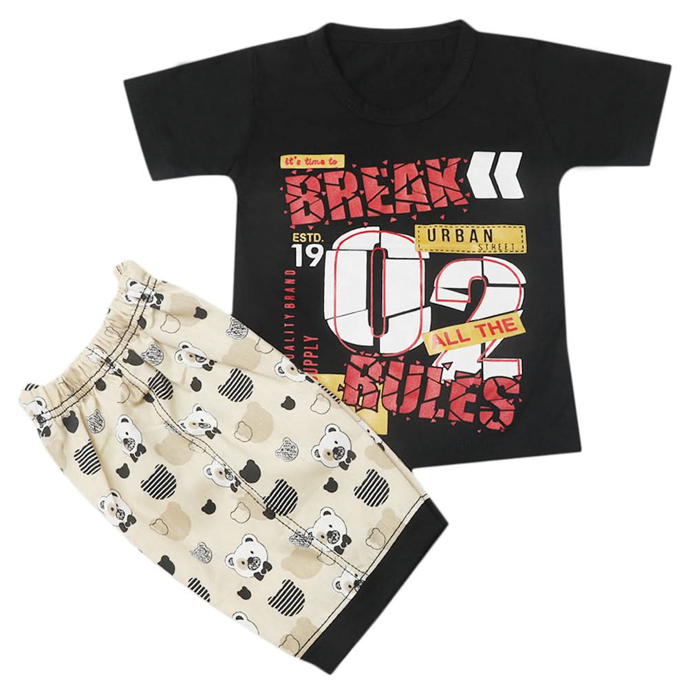 Boys Half Sleeves Short Suit - Black, Kids, Boys Sets And Suits, Chase Value, Chase Value