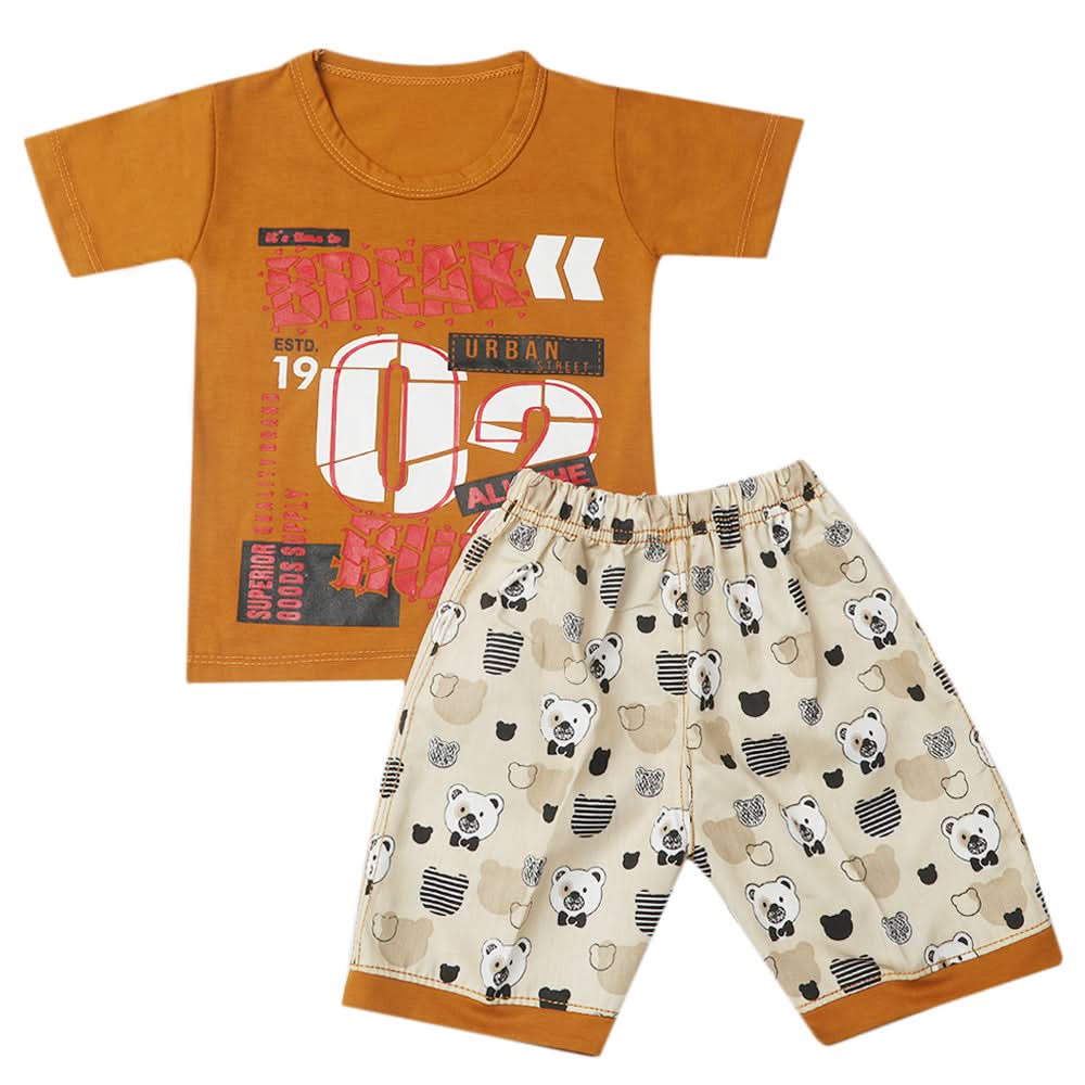 Boys Half Sleeves Short Suit - Brown, Kids, Boys Sets And Suits, Chase Value, Chase Value