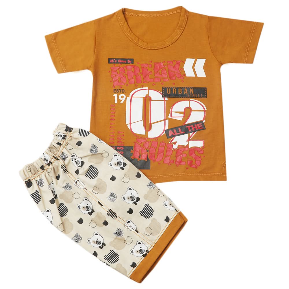 Boys Half Sleeves Short Suit - Brown, Kids, Boys Sets And Suits, Chase Value, Chase Value