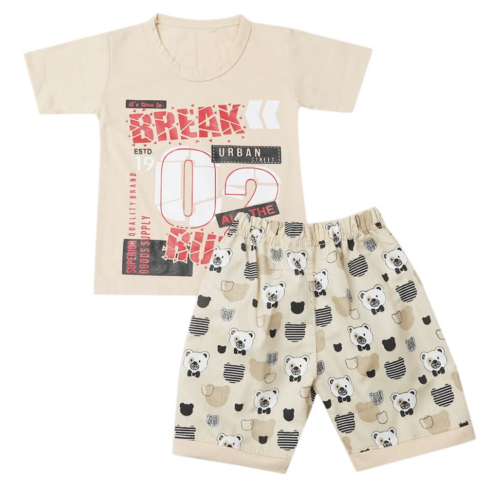 Boys Half Sleeves Short Suit - Fawn, Kids, Boys Sets And Suits, Chase Value, Chase Value