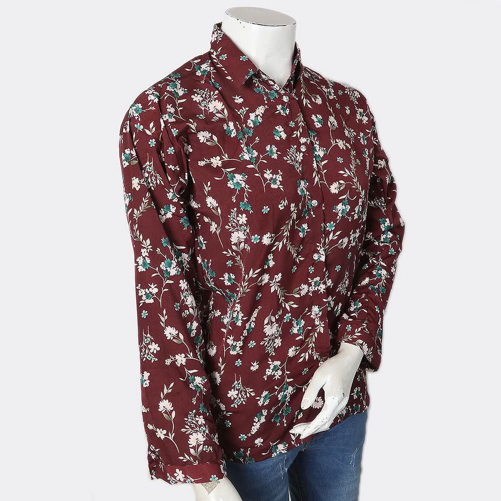 Women's Printed Casual Shirt - Brown, Women, T-Shirts And Tops, Chase Value, Chase Value