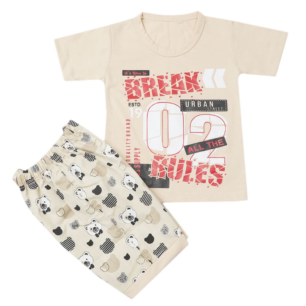Boys Half Sleeves Short Suit - Fawn, Kids, Boys Sets And Suits, Chase Value, Chase Value