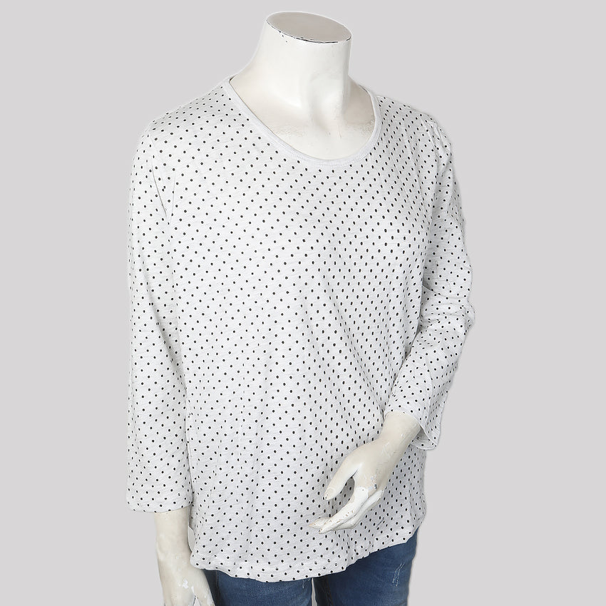 Women's Printed Full Sleeves T-Shirt - White, Women, T-Shirts And Tops, Chase Value, Chase Value