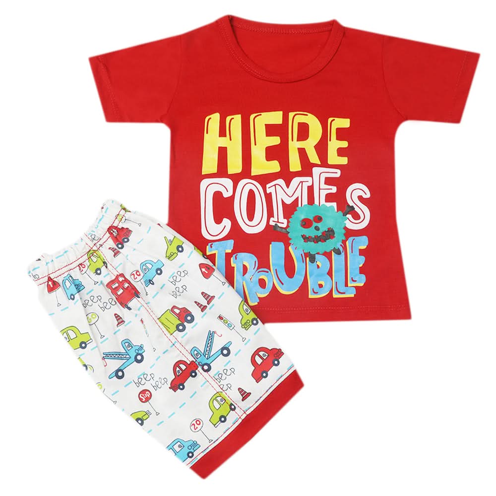 Boys Half Sleeves Short Suit - Red, Kids, Boys Sets And Suits, Chase Value, Chase Value