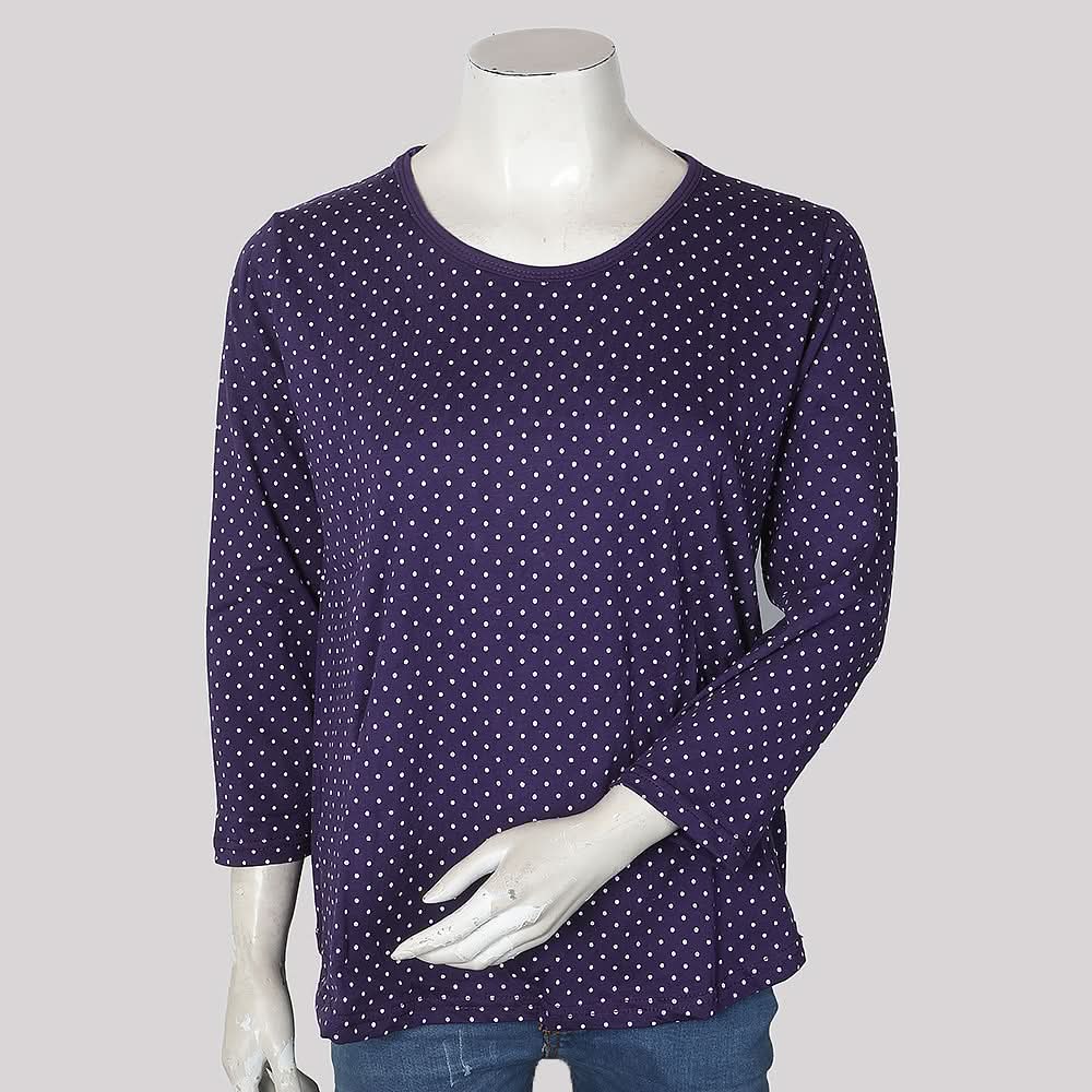 Women's Printed Full Sleeves T-Shirt - Purple, Women, T-Shirts And Tops, Chase Value, Chase Value