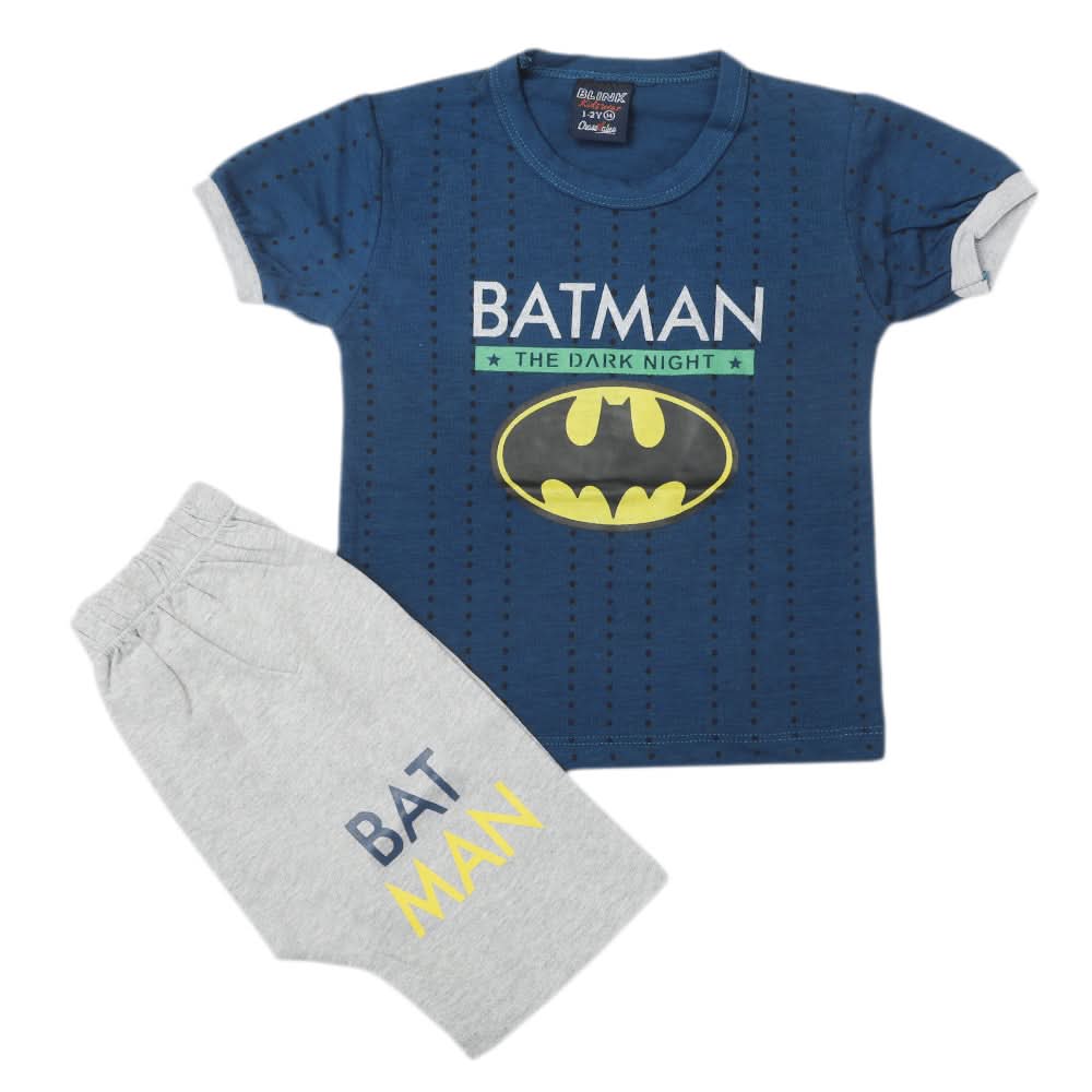 Boys Half Sleeves Short Suit - Steel Blue, Kids, Boys Sets And Suits, Chase Value, Chase Value