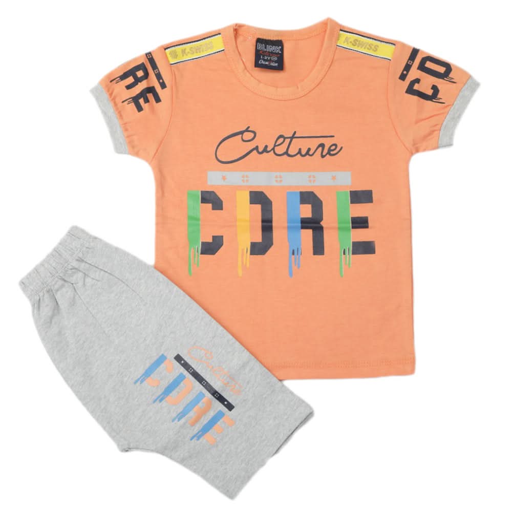 Boys Half Sleeves Short Suit - Peach, Kids, Boys Sets And Suits, Chase Value, Chase Value