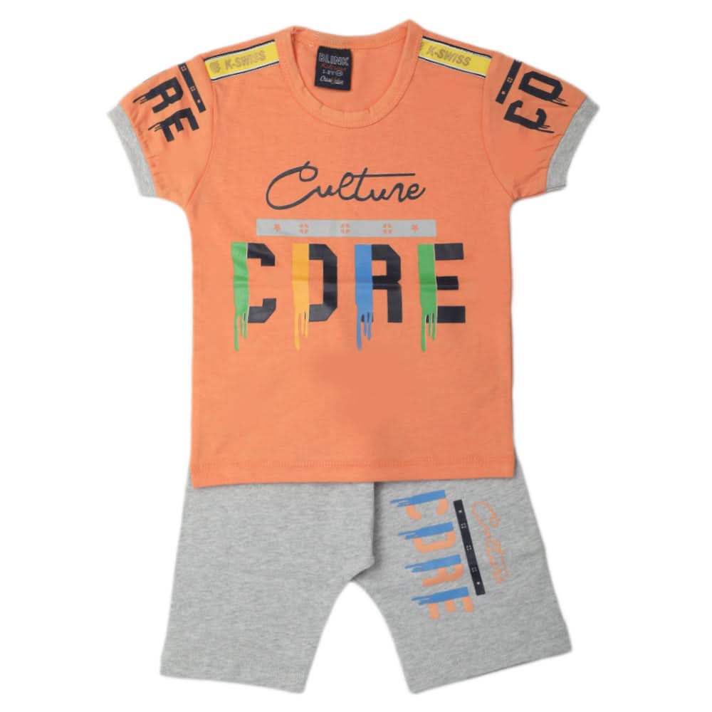 Boys Half Sleeves Short Suit - Peach, Kids, Boys Sets And Suits, Chase Value, Chase Value