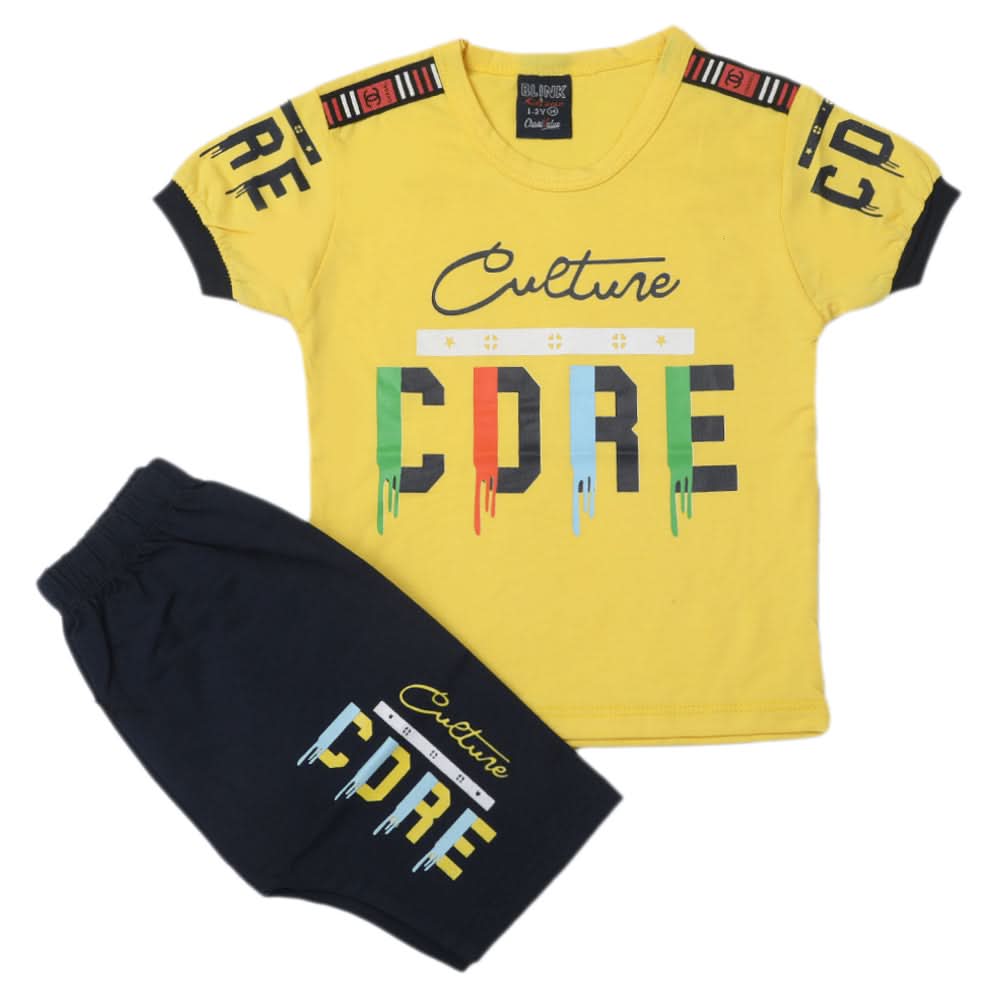 Boys Half Sleeves Short Suit - Yellow, Boys Sets & Suits, Chase Value, Chase Value