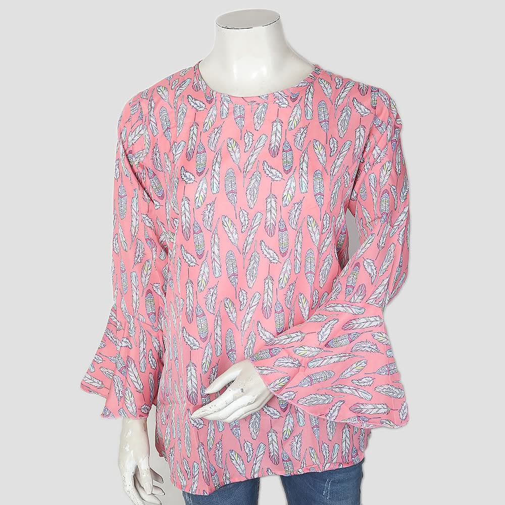 Women's Printed Top With Sleeves Cut - Pink, Women, T-Shirts And Tops, Chase Value, Chase Value
