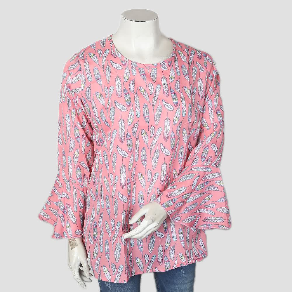 Women's Printed Top With Sleeves Cut - Pink, Women, T-Shirts And Tops, Chase Value, Chase Value