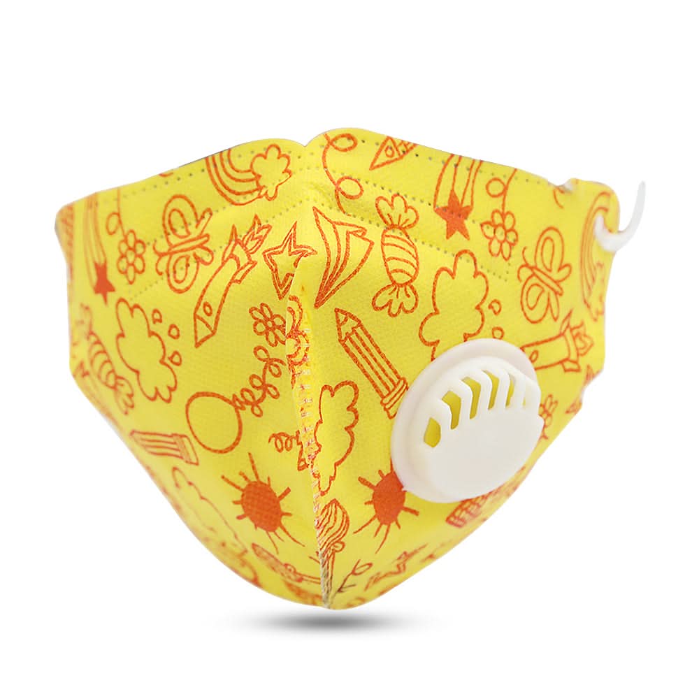 Kids Printed KN95 Mask - Yellow, Kids, Boys Face Mask, Kids, Girls Face Mask, Chase Value, Chase Value
