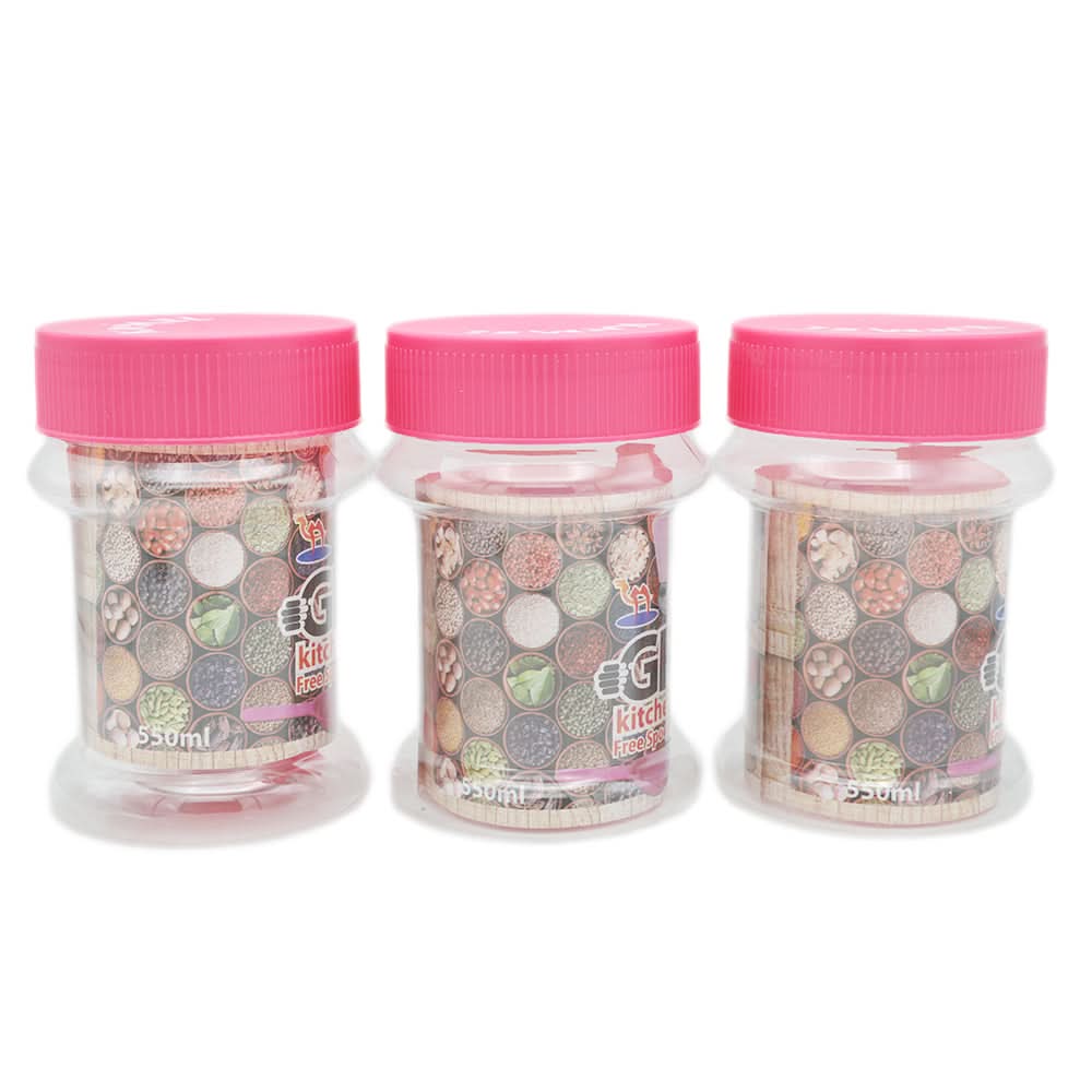 Grip Storage Jar 3Pcs Set - Pink, Home & Lifestyle, Storage Boxes, Chase Value, Chase Value
