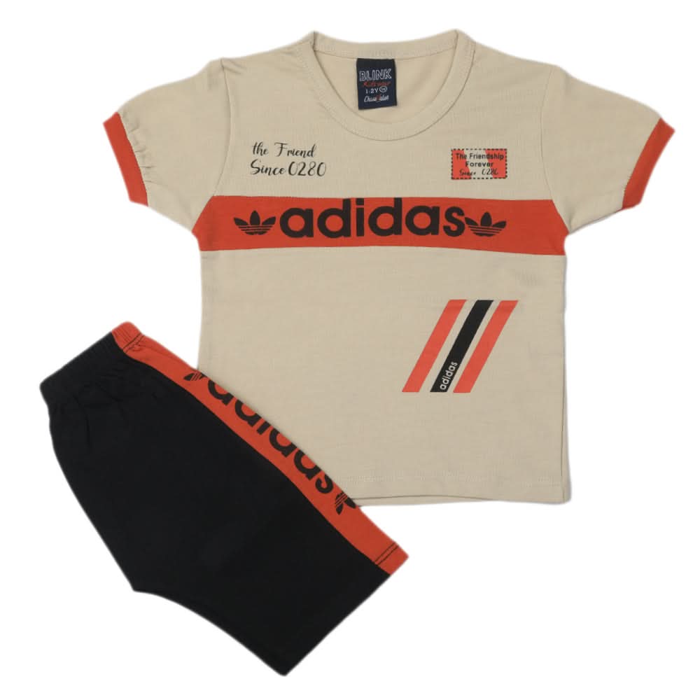 Boys Half Sleeves Short Suit - Beige, Kids, Boys Sets And Suits, Chase Value, Chase Value