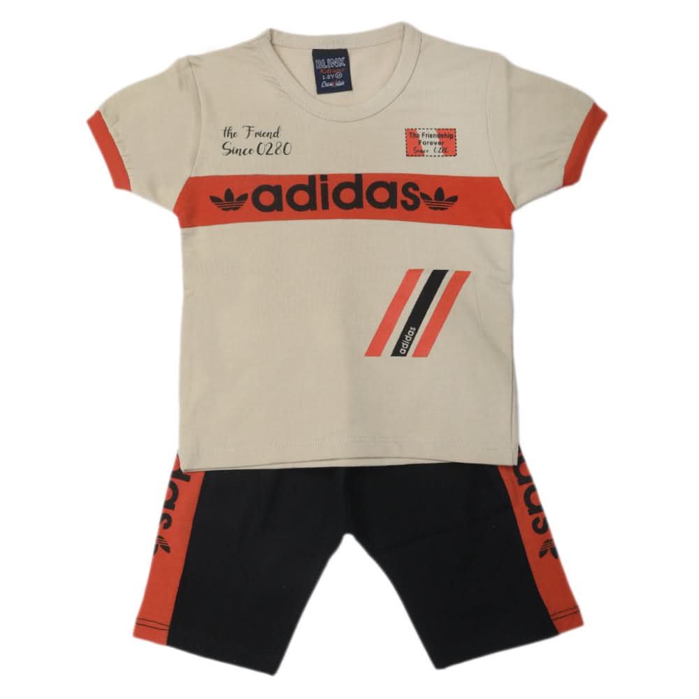 Boys Half Sleeves Short Suit - Beige, Kids, Boys Sets And Suits, Chase Value, Chase Value