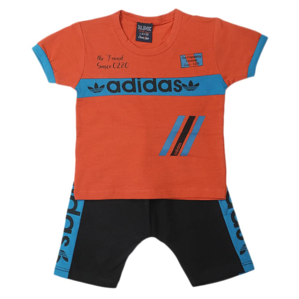 Boys Half Sleeves Short Suit - Rust, Kids, Boys Sets And Suits, Chase Value, Chase Value