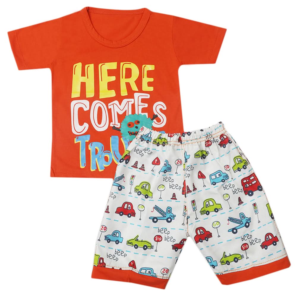 Boys Half Sleeves Short Suit - Orange, Kids, Boys Sets And Suits, Chase Value, Chase Value