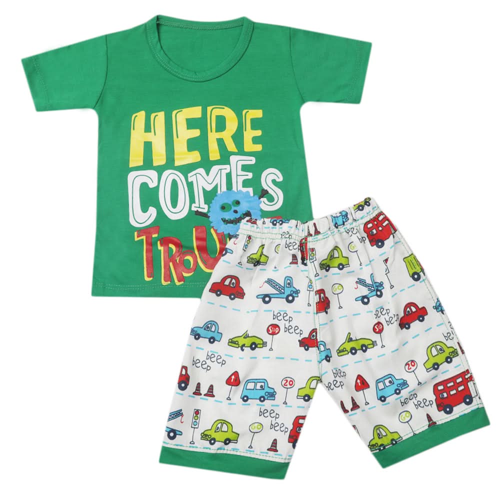 Boys Half Sleeves Short Suit - Green, Kids, Boys Sets And Suits, Chase Value, Chase Value