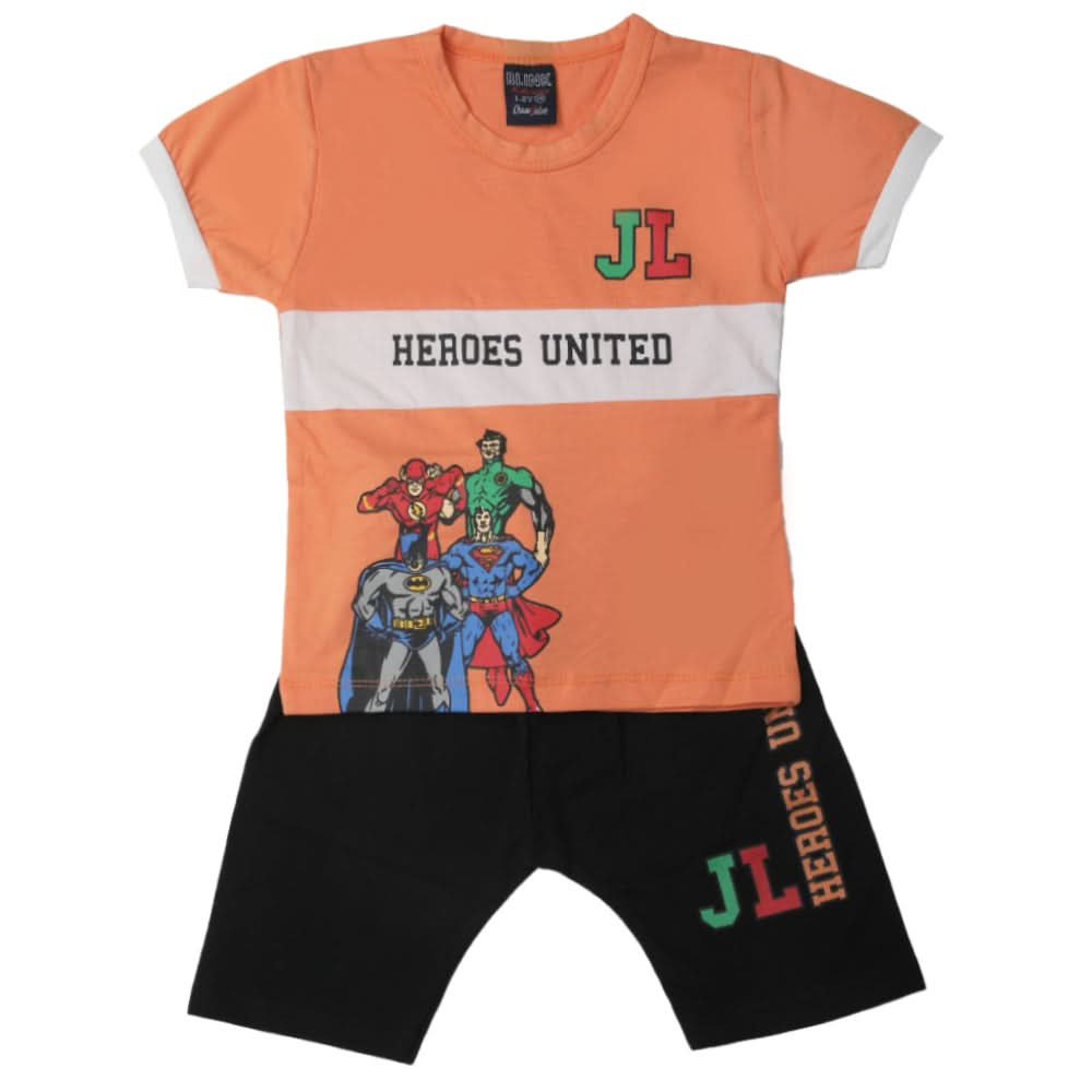 Boys Half Sleeves Short Suit - Peach, Kids, Boys Sets And Suits, Chase Value, Chase Value