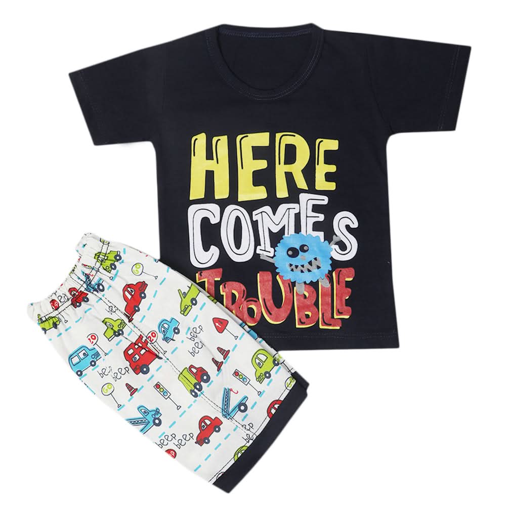 Boys Half Sleeves Short Suit - Navy Blue, Kids, Boys Sets And Suits, Chase Value, Chase Value