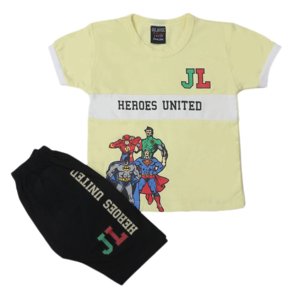 Boys Half Sleeves Short Suit - Lemon, Kids, Boys Sets And Suits, Chase Value, Chase Value