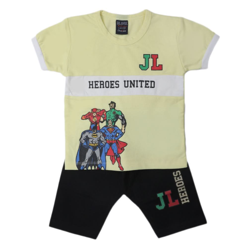 Boys Half Sleeves Short Suit - Lemon, Kids, Boys Sets And Suits, Chase Value, Chase Value
