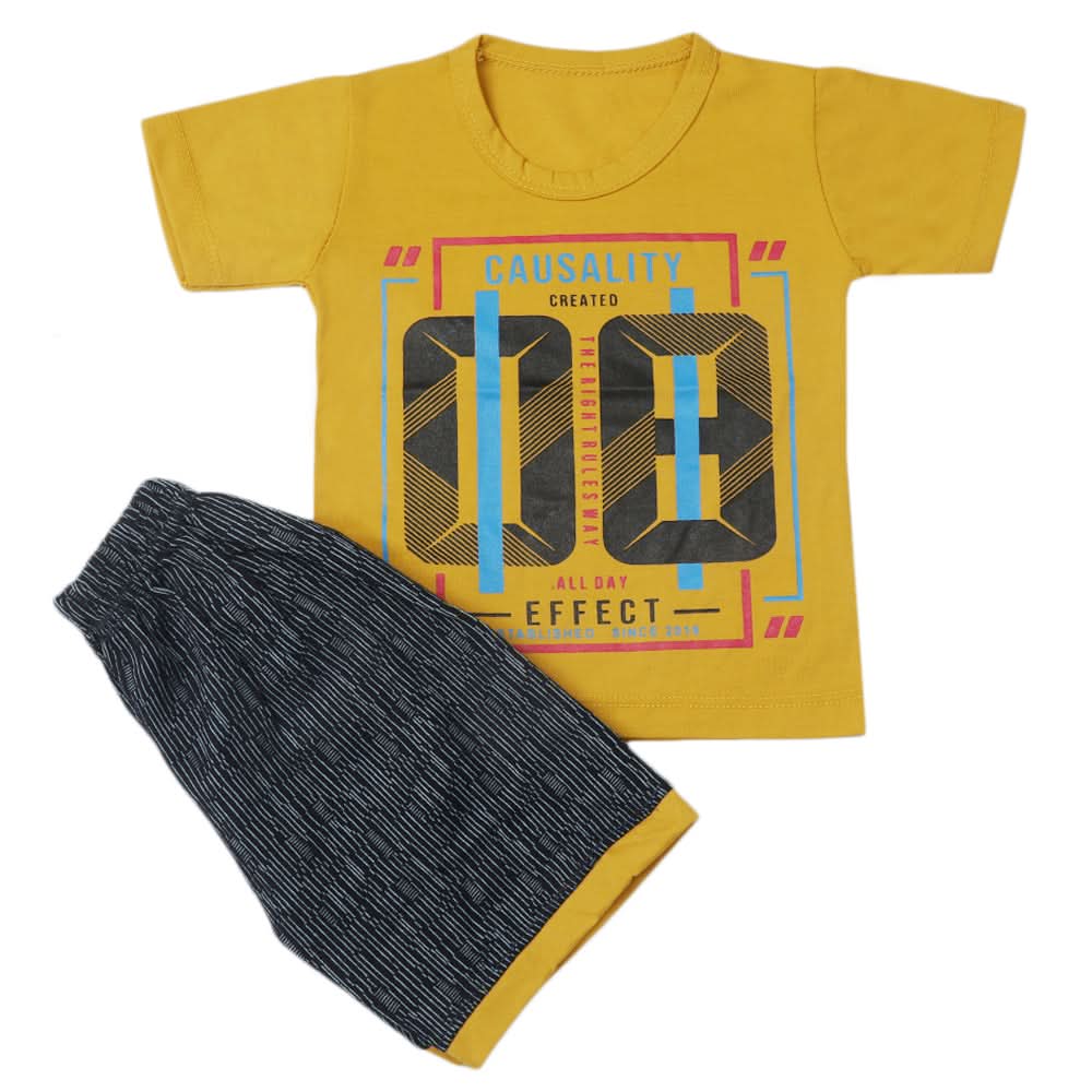 Boys Half Sleeves Short Suit - Mustard, Kids, Boys Sets And Suits, Chase Value, Chase Value