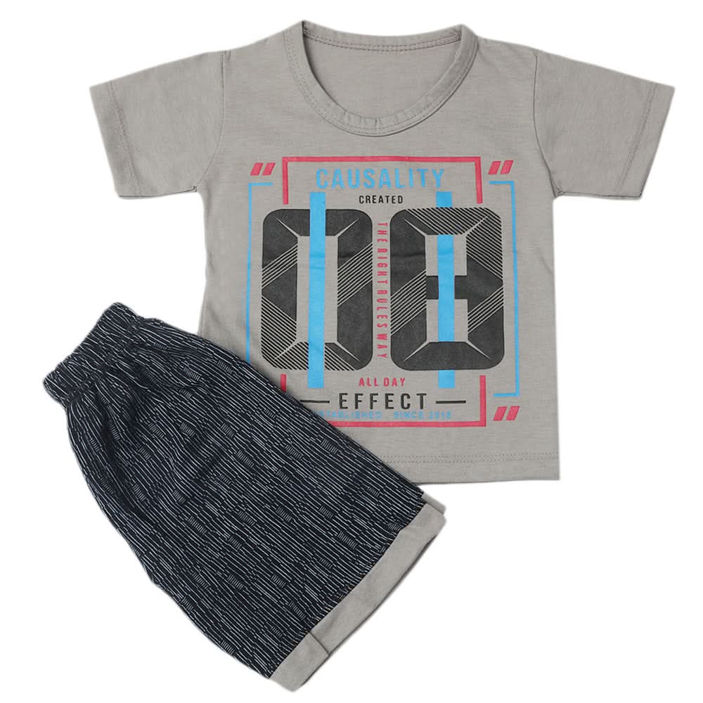 Boys Half Sleeves Short Suit - Grey, Kids, Boys Sets And Suits, Chase Value, Chase Value