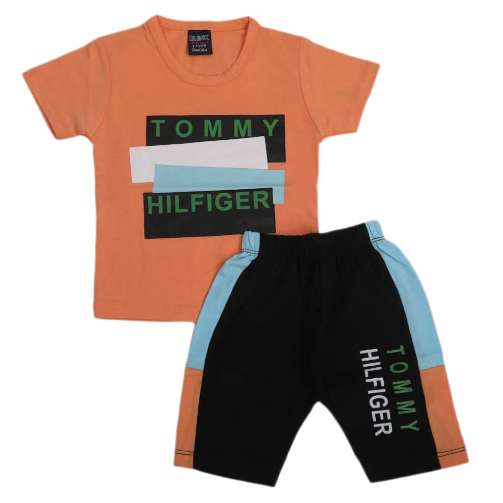 Boys Half Sleeves Short Suit - Peach, Kids, Boys Sets And Suits, Chase Value, Chase Value