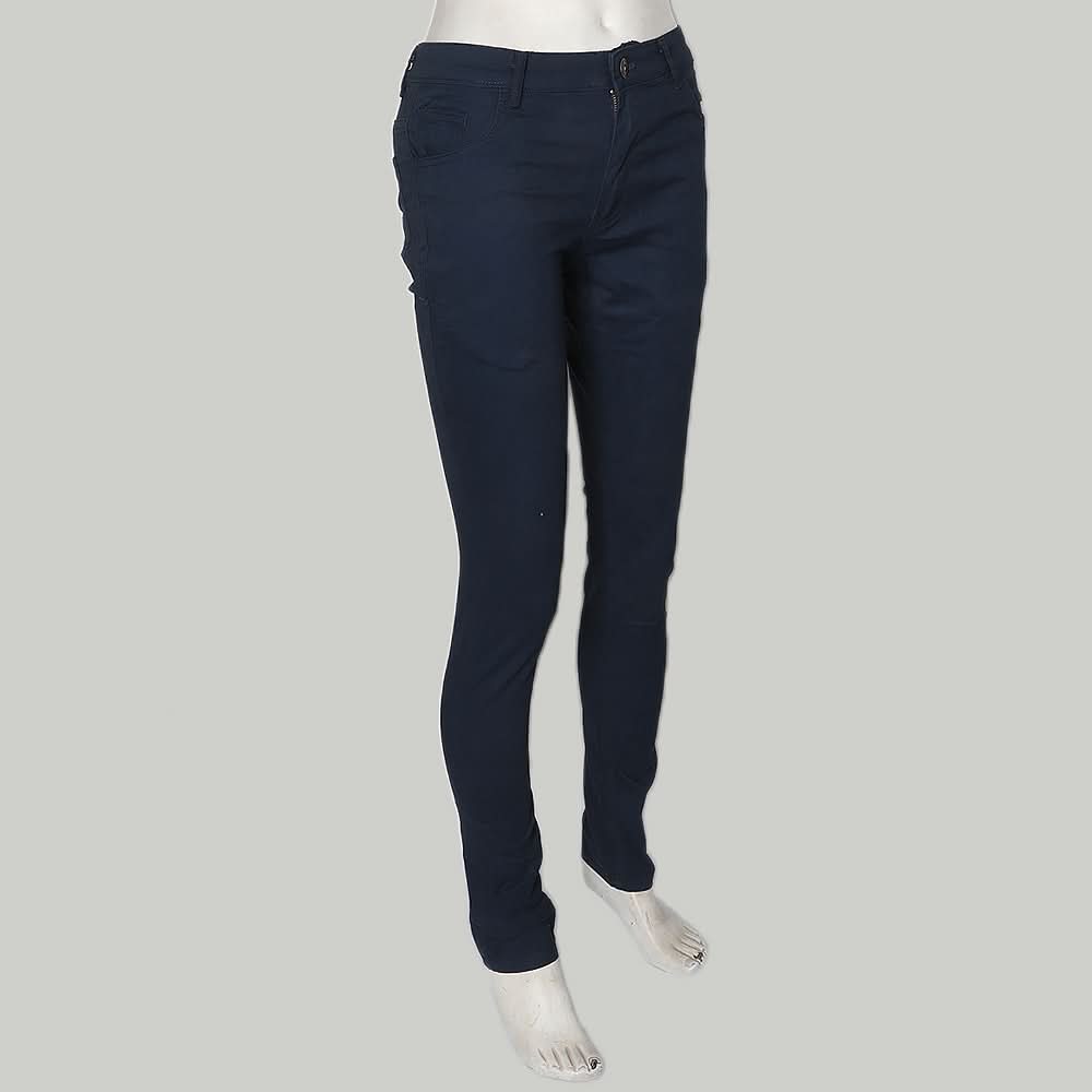 Women's Cotton Color Pant - Navy Blue, Women, Pants & Tights, Chase Value, Chase Value