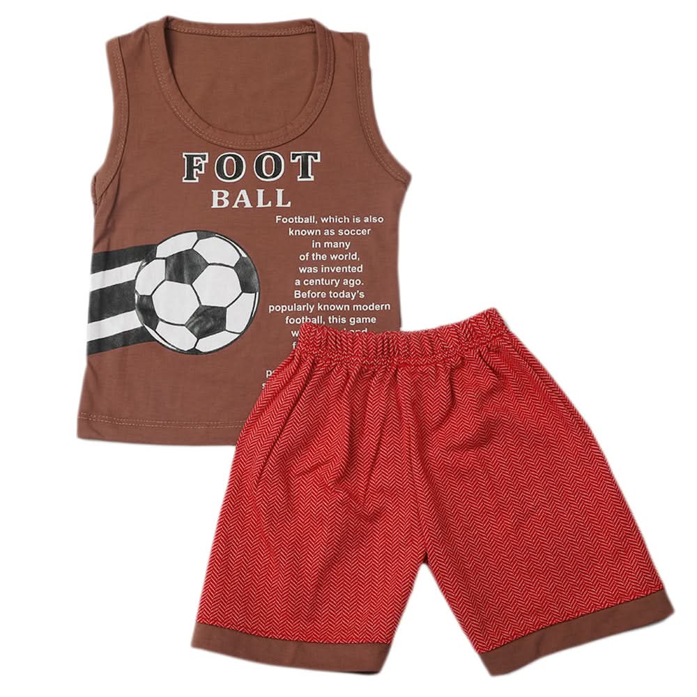 Boys Half Sleeves Short Suit - Dark Brown, Kids, Boys Sets And Suits, Chase Value, Chase Value