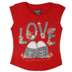 Girls Half Sleeves T-Shirt - Red, Kids, Girls T-Shirts, Chase Value, Chase Value