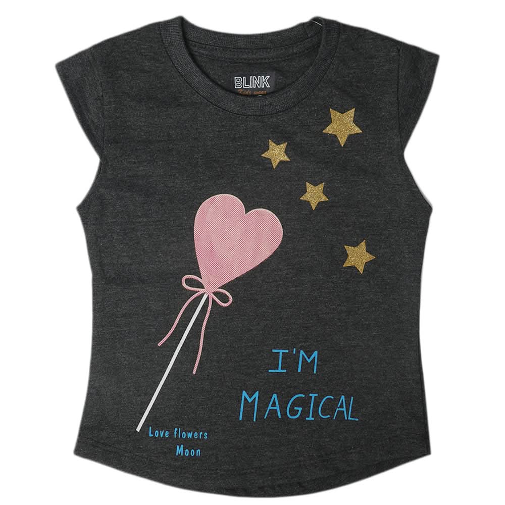 Girls Half Sleeves T-Shirt - Grey, Kids, Girls T-Shirts, Chase Value, Chase Value