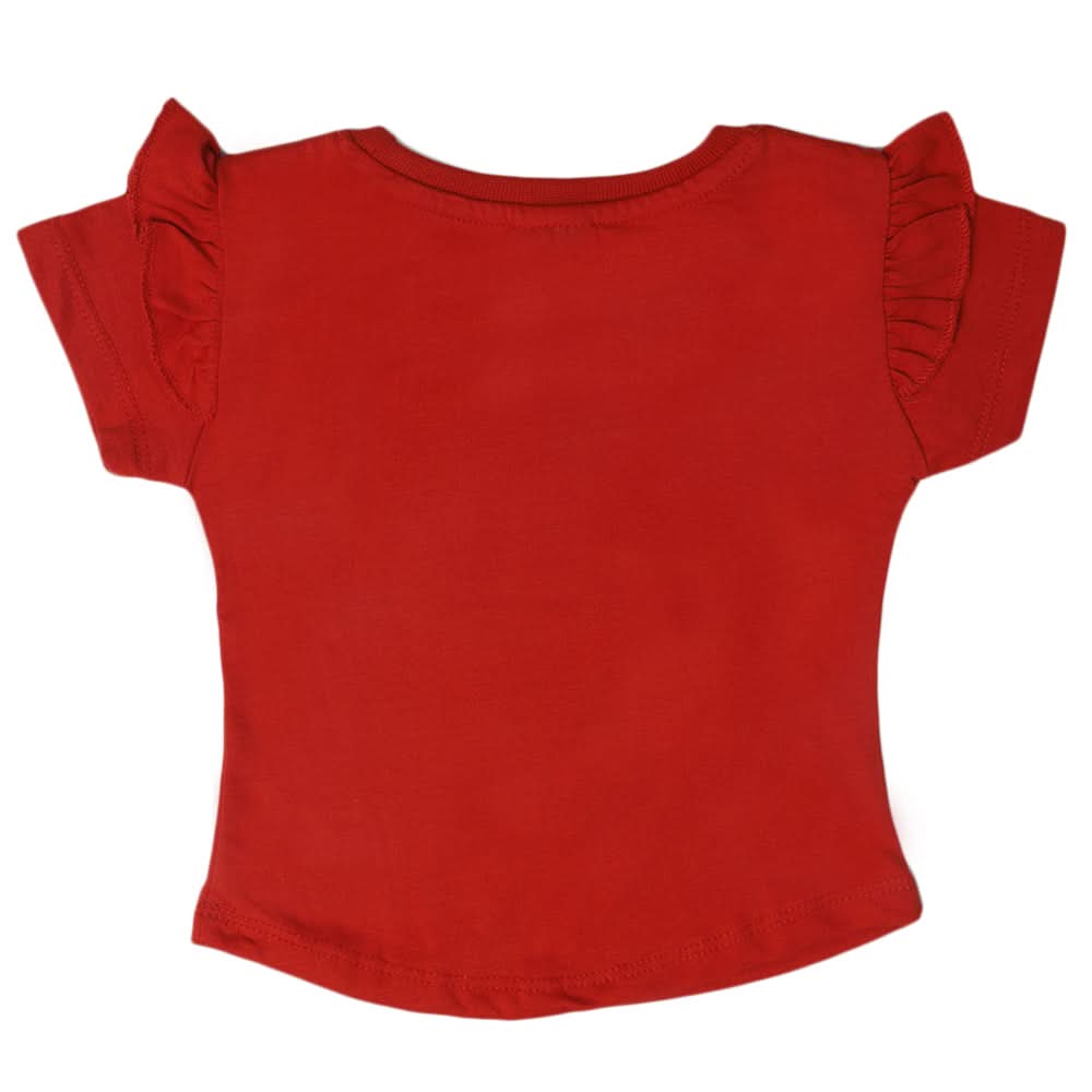 Girls Half Sleeves T-Shirt - Red, Kids, Girls T-Shirts, Chase Value, Chase Value